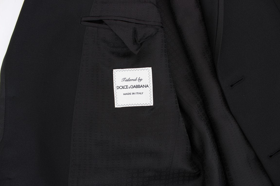 Black Wool Silk Slim 3 Piece Suit Tuxedo