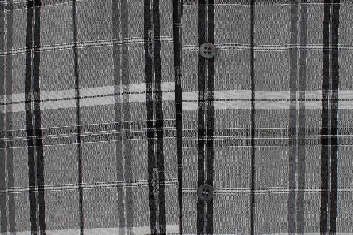 Gray Checkered Slim Fit GOLD Mens Shirt