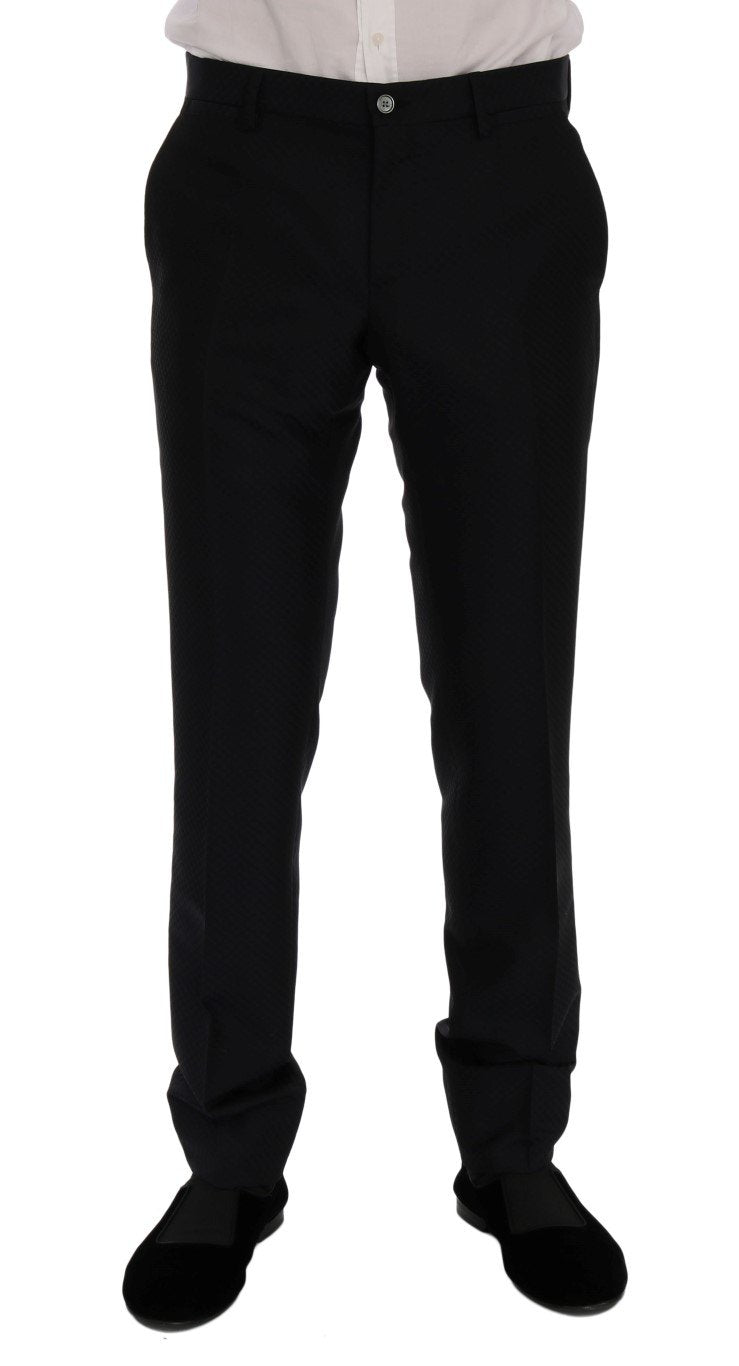Blue Silk Wool Slim Fit 3 Piece Suit