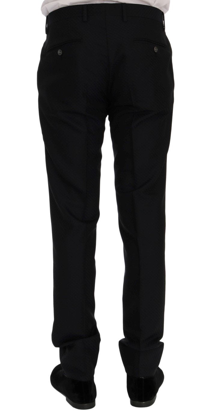 Blue Silk Wool Slim Fit 3 Piece Suit