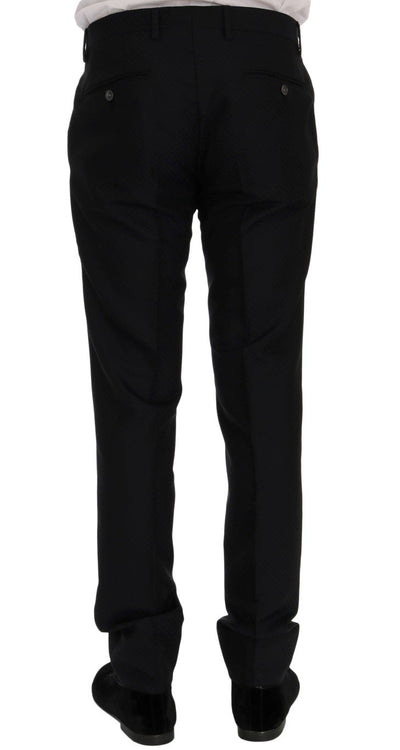 Blue Silk Wool Slim Fit 3 Piece Suit