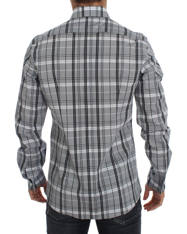 Gray Checkered Slim Fit GOLD Mens Shirt