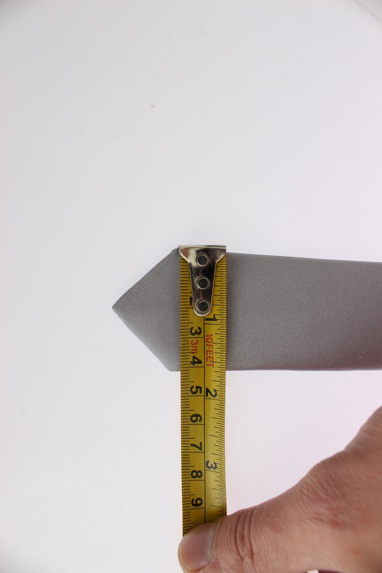 Silver Gray Solid Silk Skinny Slim Tie