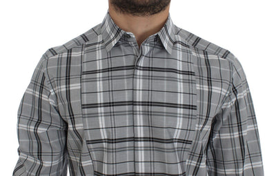 Gray Checkered Slim Fit GOLD Mens Shirt