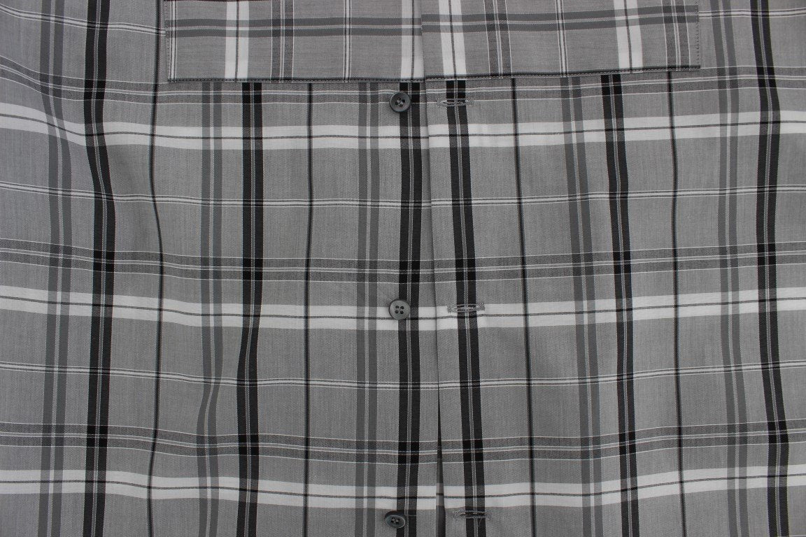 Gray Checkered Slim Fit GOLD Mens Shirt