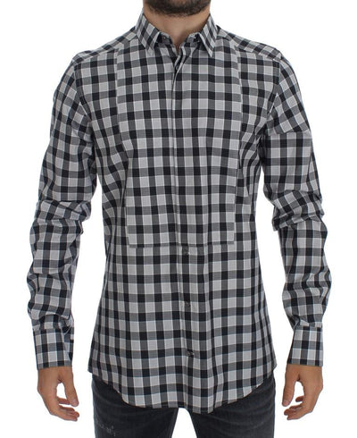 Gray Checkered Slim Fit GOLD Mens Shirt