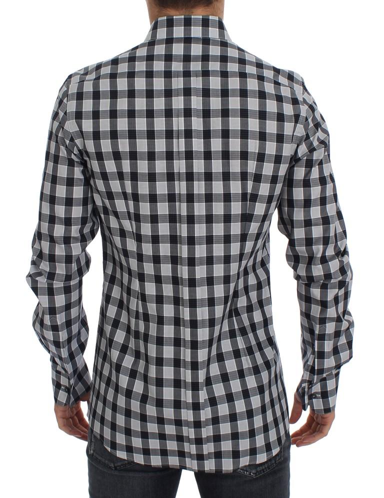 Gray Checkered Slim Fit GOLD Mens Shirt