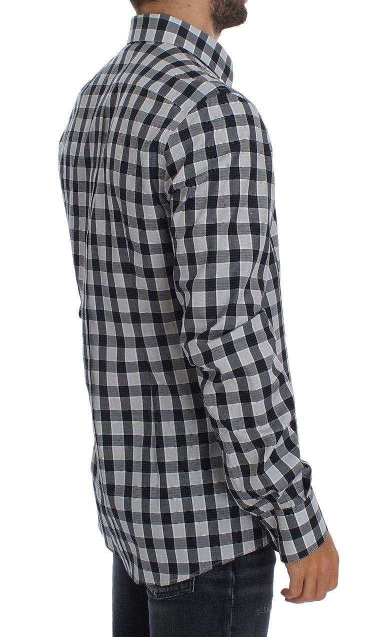 Gray Checkered Slim Fit GOLD Mens Shirt