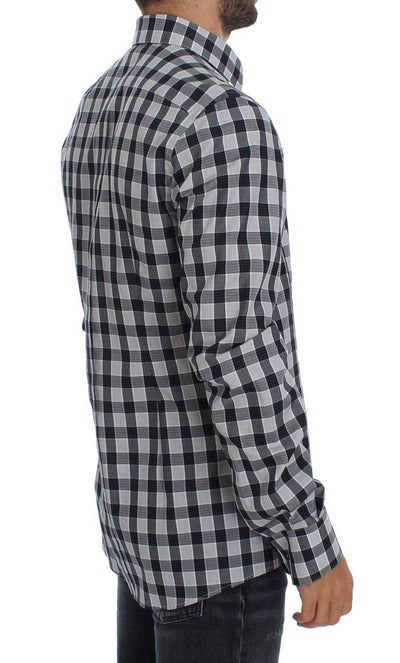 Gray Checkered Slim Fit GOLD Mens Shirt