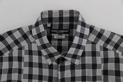 Gray Checkered Slim Fit GOLD Mens Shirt
