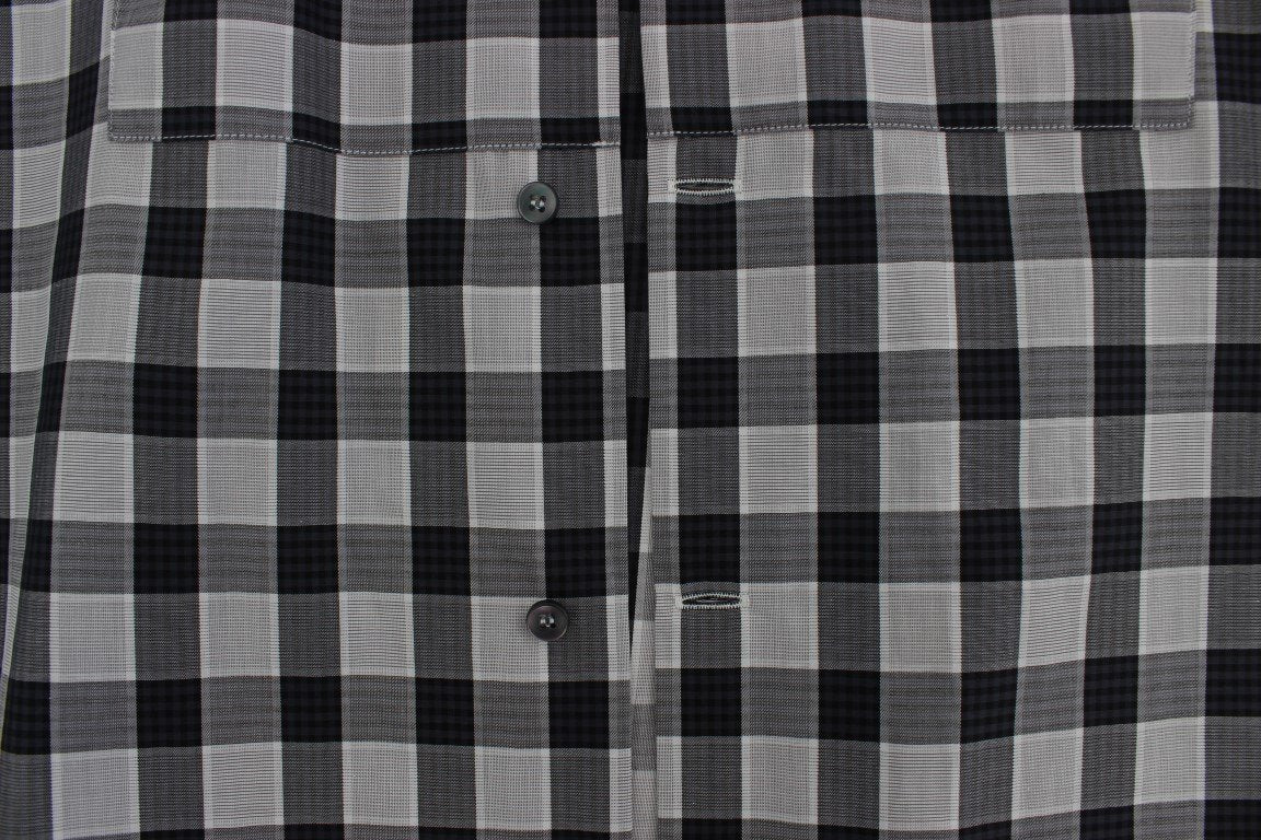 Gray Checkered Slim Fit GOLD Mens Shirt