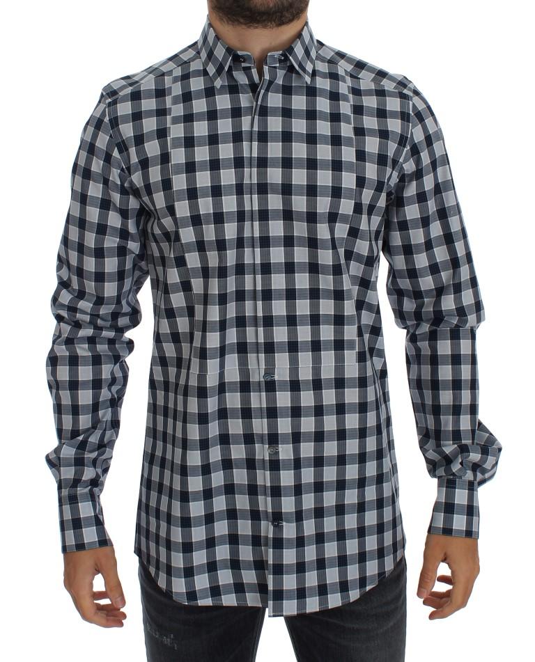 Blue Checkered Slim Fit GOLD Mens Shirt