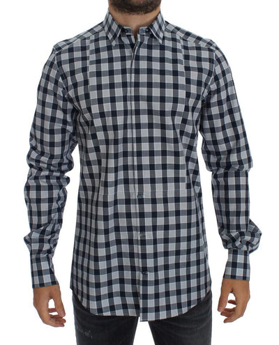 Blue Checkered Slim Fit GOLD Mens Shirt