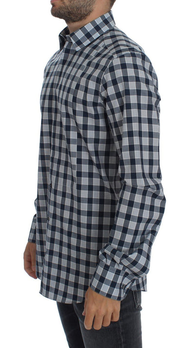 Blue Checkered Slim Fit GOLD Mens Shirt