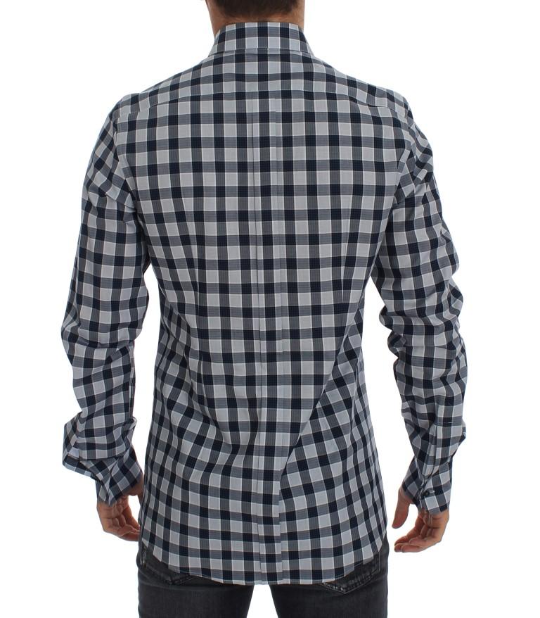 Blue Checkered Slim Fit GOLD Mens Shirt