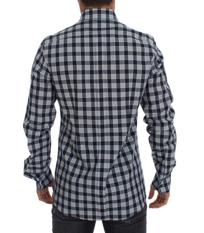Blue Checkered Slim Fit GOLD Mens Shirt