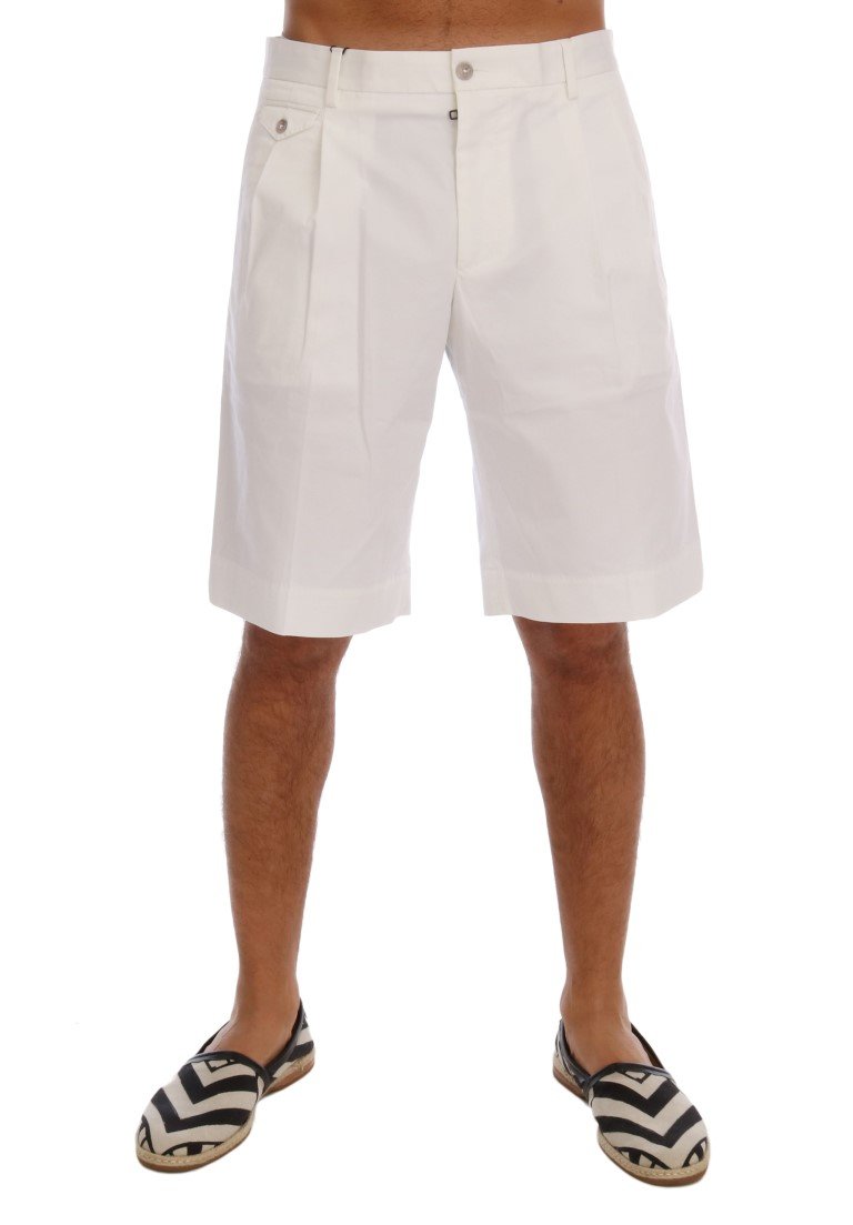 White Cotton Stretch Shorts