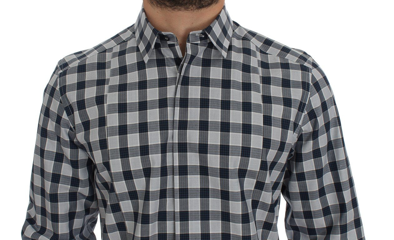 Blue Checkered Slim Fit GOLD Mens Shirt