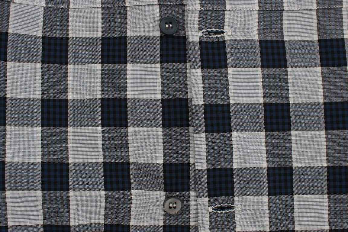 Blue Checkered Slim Fit GOLD Mens Shirt