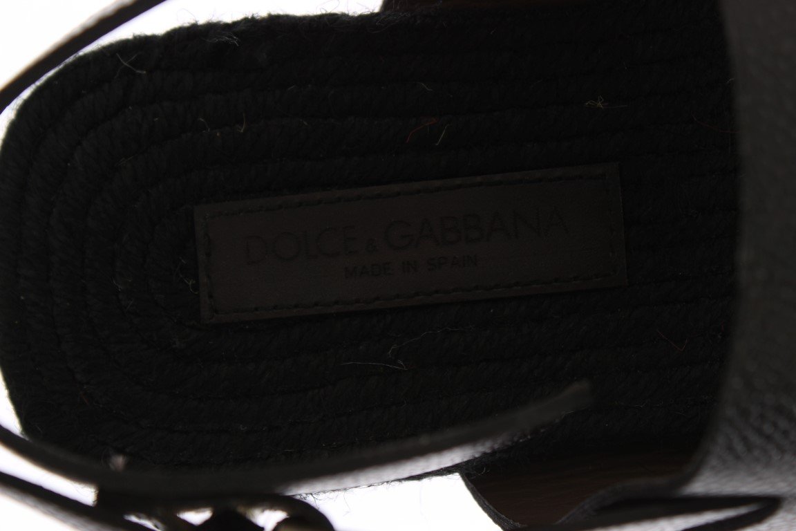 Black Leather Strap Slides Sandals