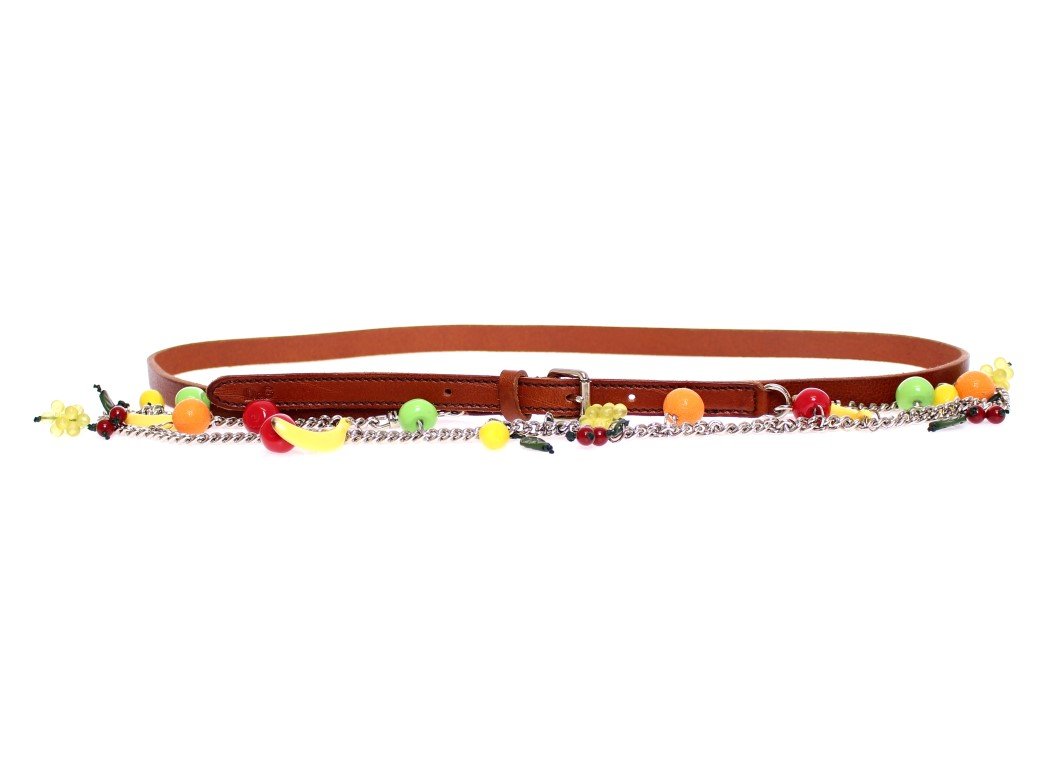 Multicolor Leather Logo Belt