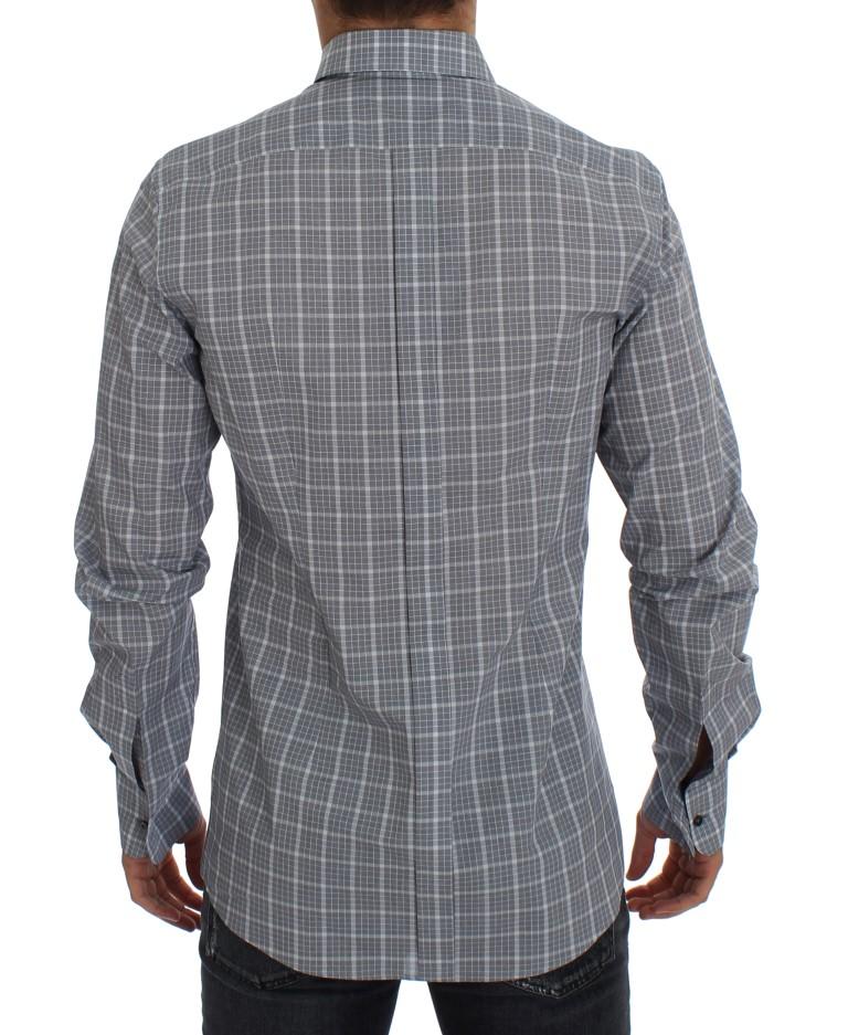 Gray Checkered Slim Fit GOLD Mens Shirt
