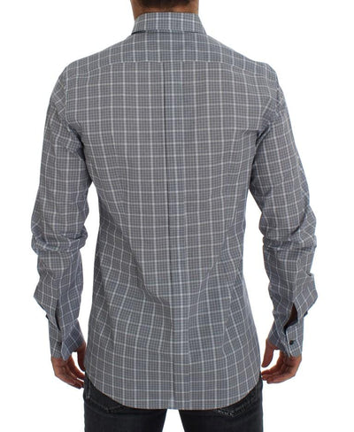 Gray Checkered Slim Fit GOLD Mens Shirt