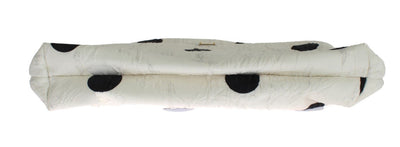 White Black Polka Dots Brocade Hand Clutch Bag