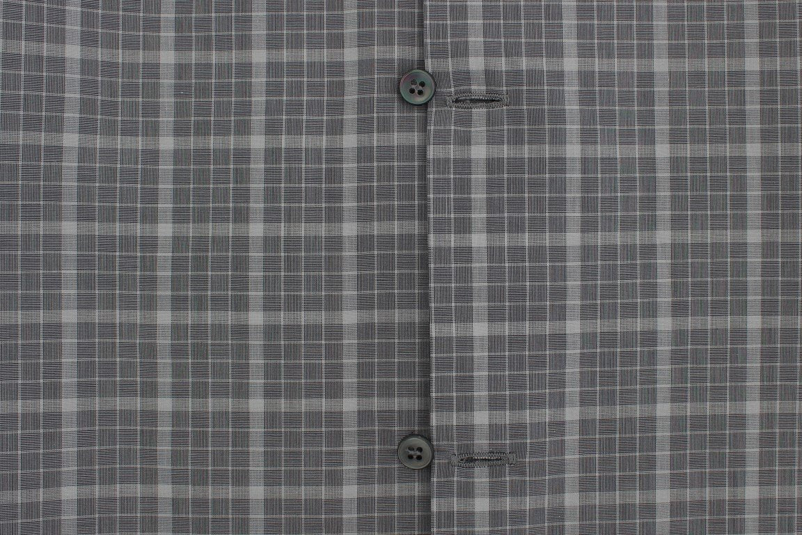 Gray Checkered Slim Fit GOLD Mens Shirt