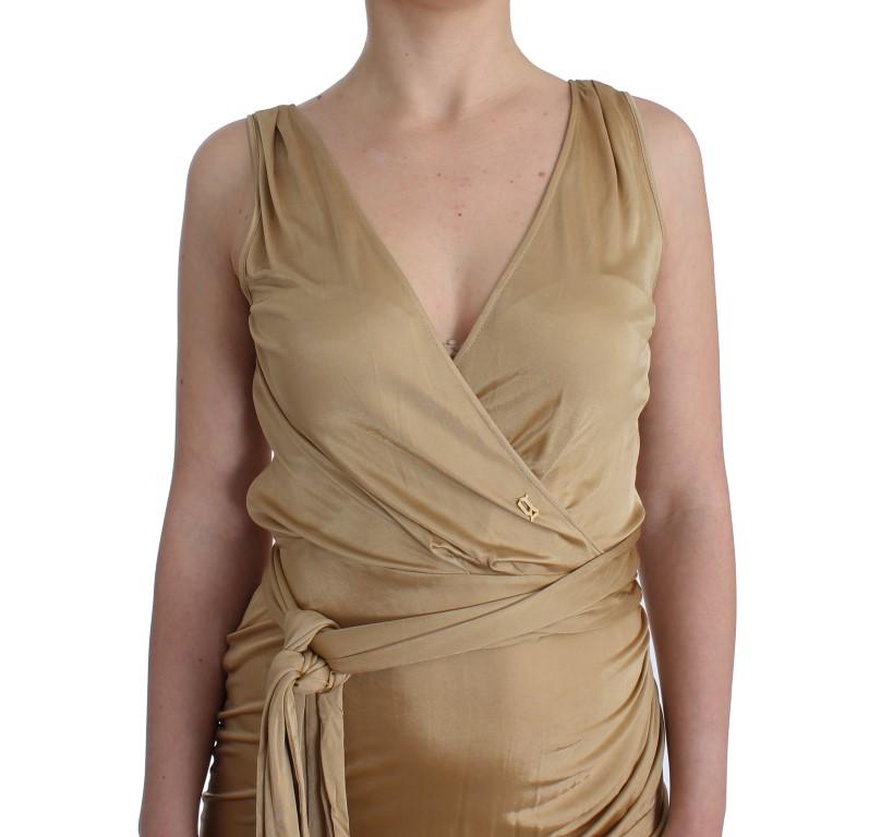 Beige wrap coctail dress