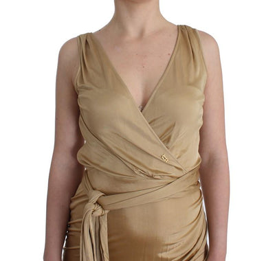 Beige wrap coctail dress