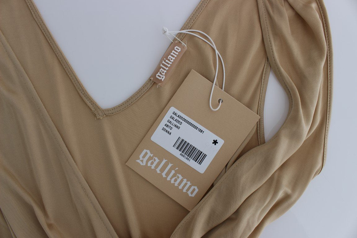 Beige wrap coctail dress