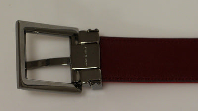 Red Fabric Silver Logo Belt