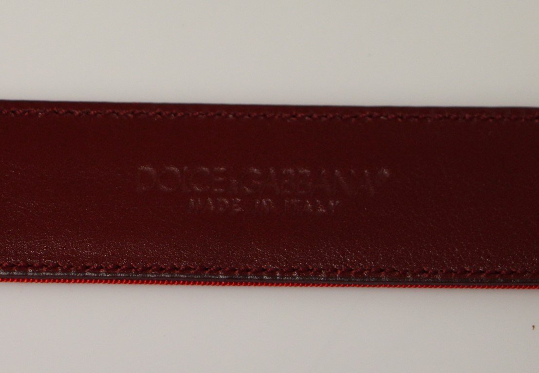 Red Fabric Silver Logo Belt