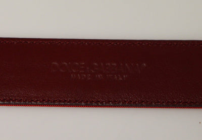 Red Fabric Silver Logo Belt