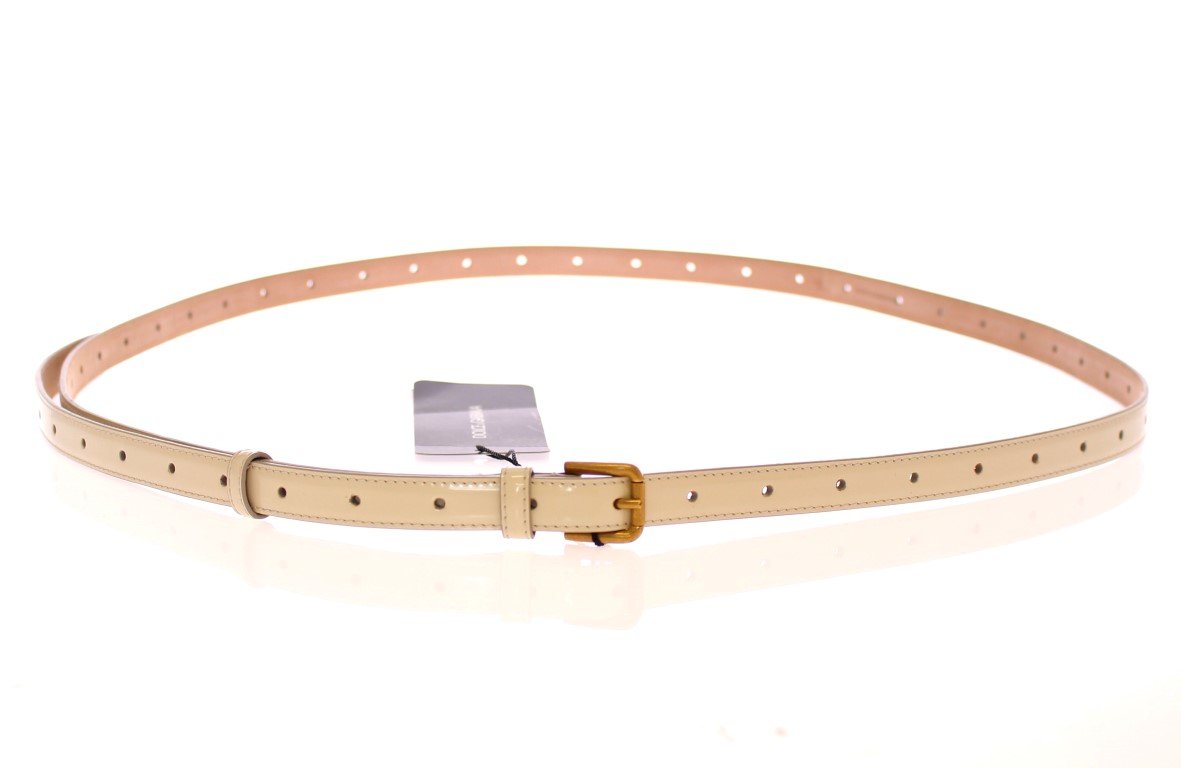 White Leather Logo Belt
