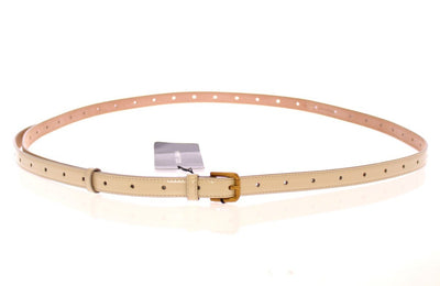 White Leather Logo Belt