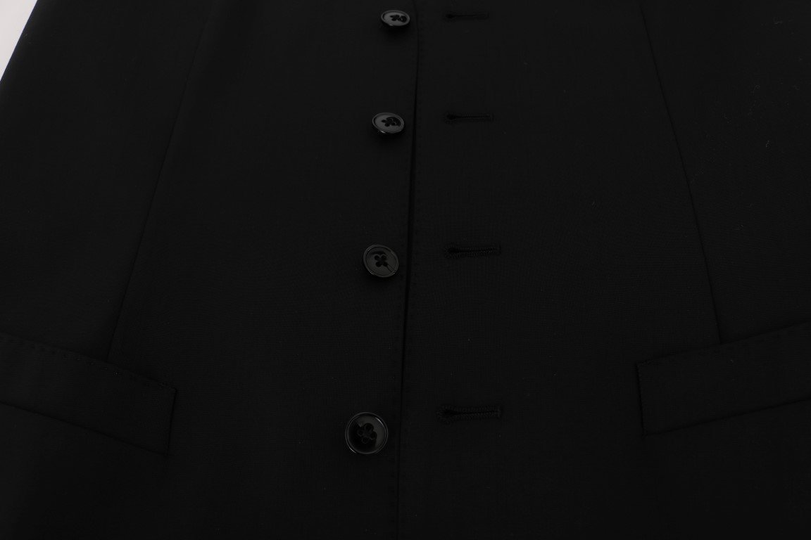 Black Wool Stretch Vest