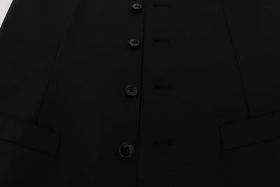 Black Wool Stretch Vest