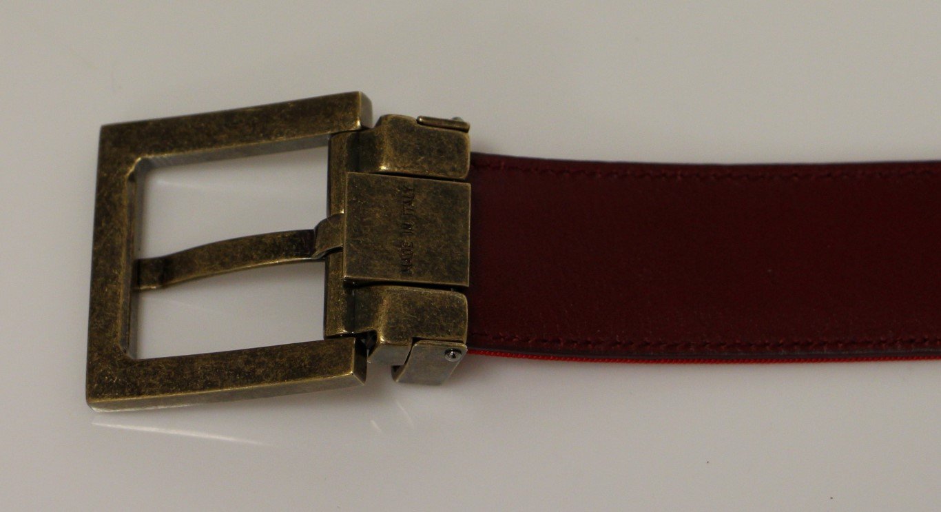 Red Fabric Gold Logo Belt