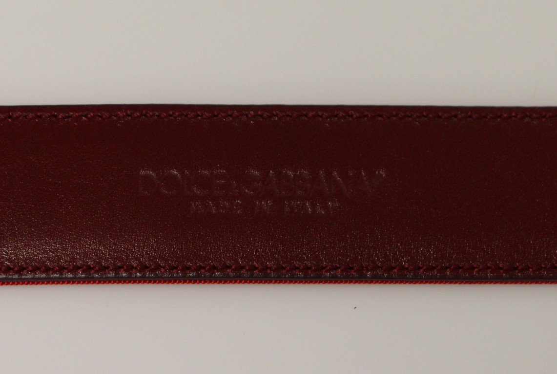 Red Fabric Gold Logo Belt