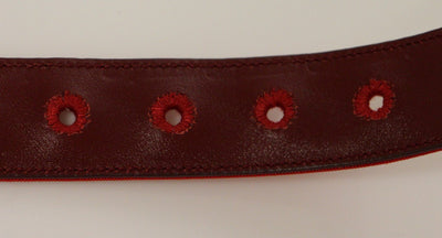 Red Fabric Gold Logo Belt