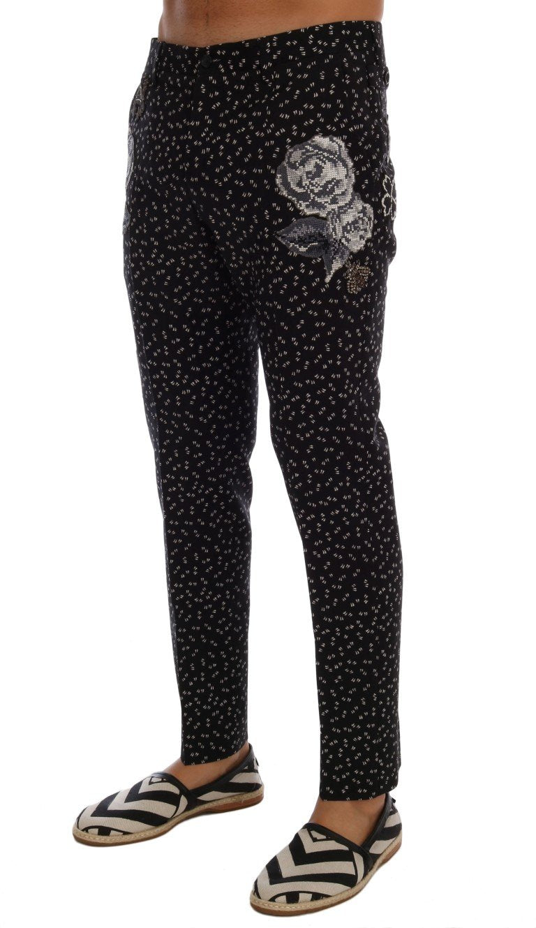 Black Wool SICILIAN WESTERN Print Pants