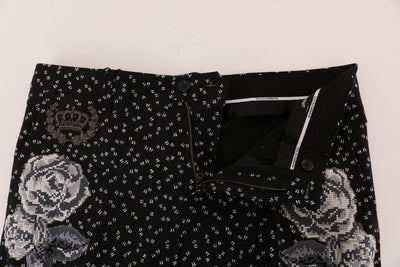 Black Wool SICILIAN WESTERN Print Pants