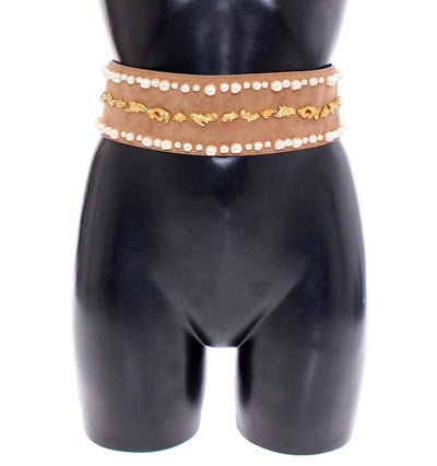 Brown Gold Baroque Suede Leather Waist Belt
