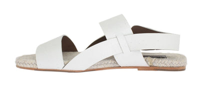 White Leather Strap Slides Sandals