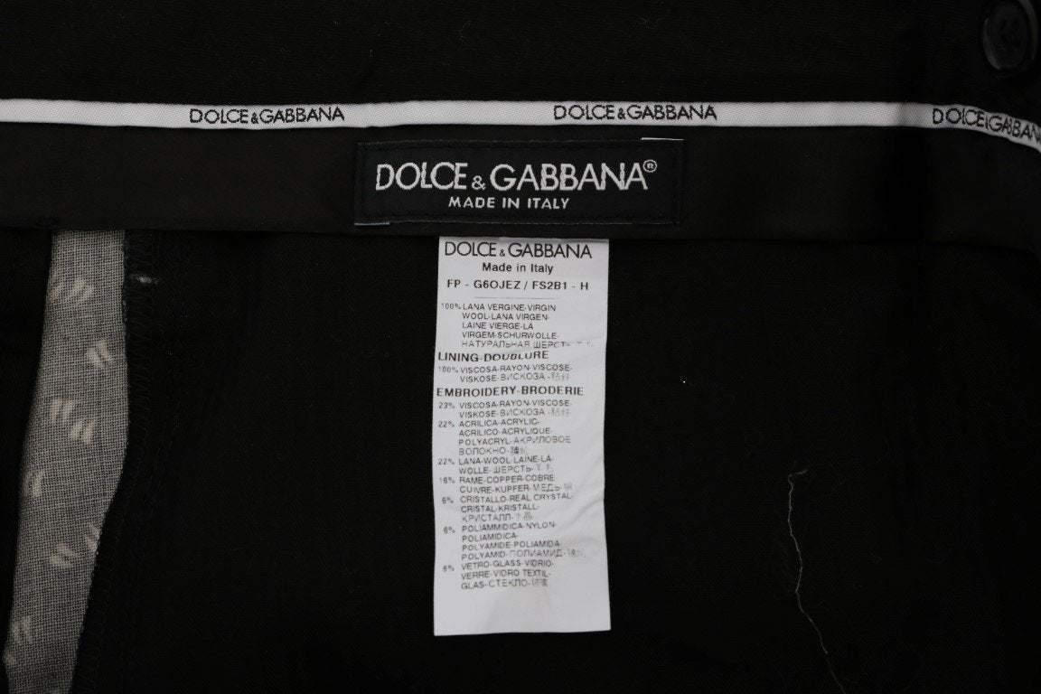 Black Wool SICILIAN WESTERN Print Pants