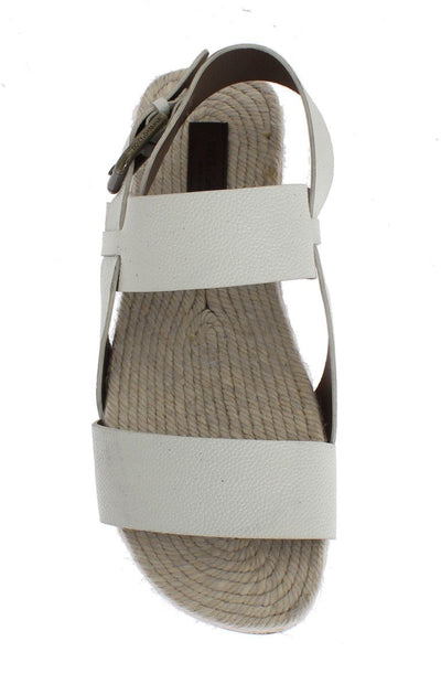 White Leather Strap Slides Sandals