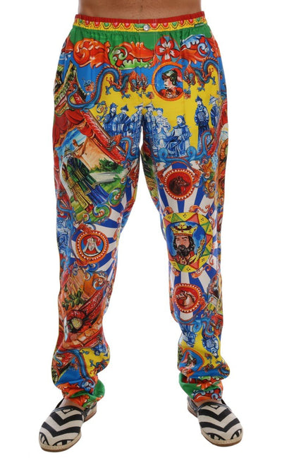 Multicolor Carretto Print SILK Pajama Pants