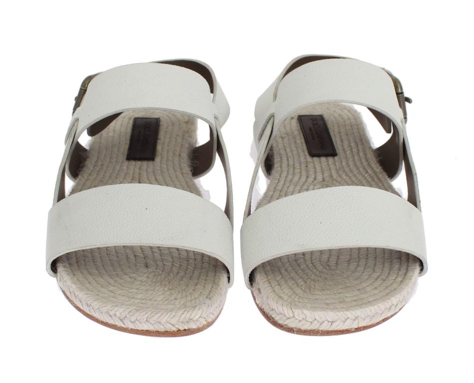 White Leather Strap Slides Sandals